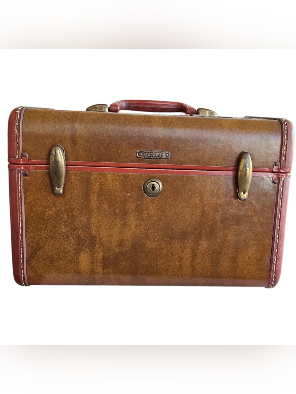 Vintage 1950s Samsonite Streamlite Train Case Makeup Suitcase WITH ORIGINAL KEY